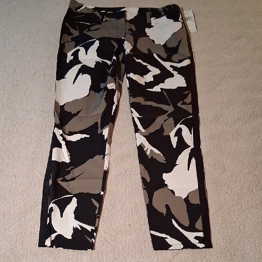 New DKNY Black and White Camouflage Trousers